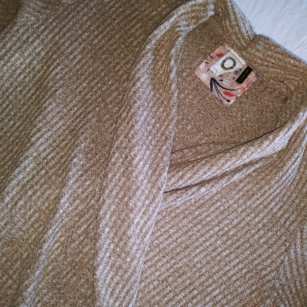 Anthropologie Pilcro Marled Knit Wrap‎ Sweater Taupe Beige Long Sleeve